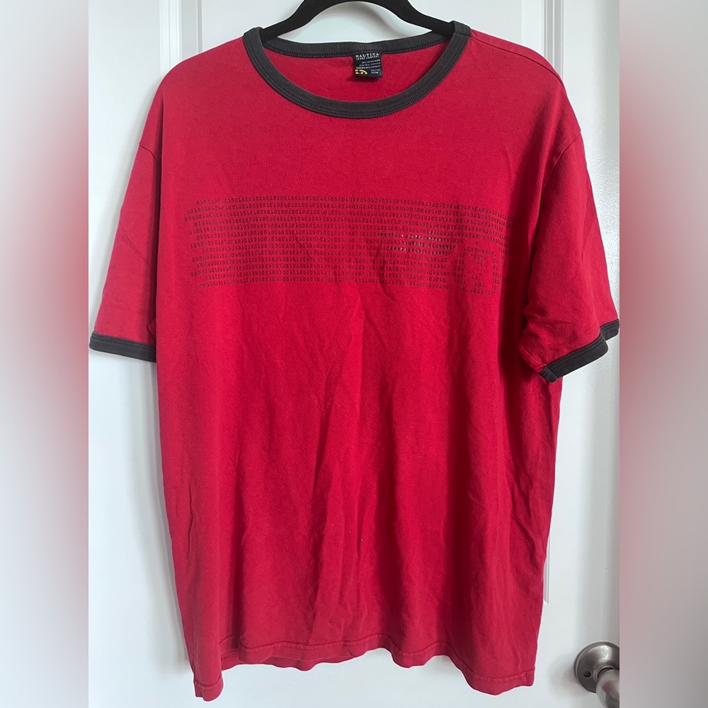 NAUTICA Red Graphic Men's Short Sleeve T-Shirt size Medium